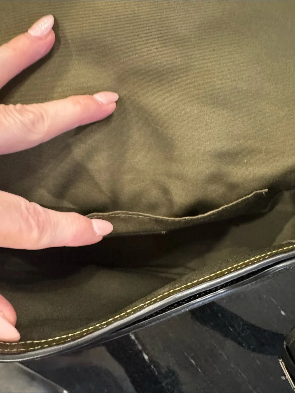 💚COACH Pebbled Leather Flap Crossbody Bag Olive Green Silver Hardware style76698 - Picture 7 of 12
